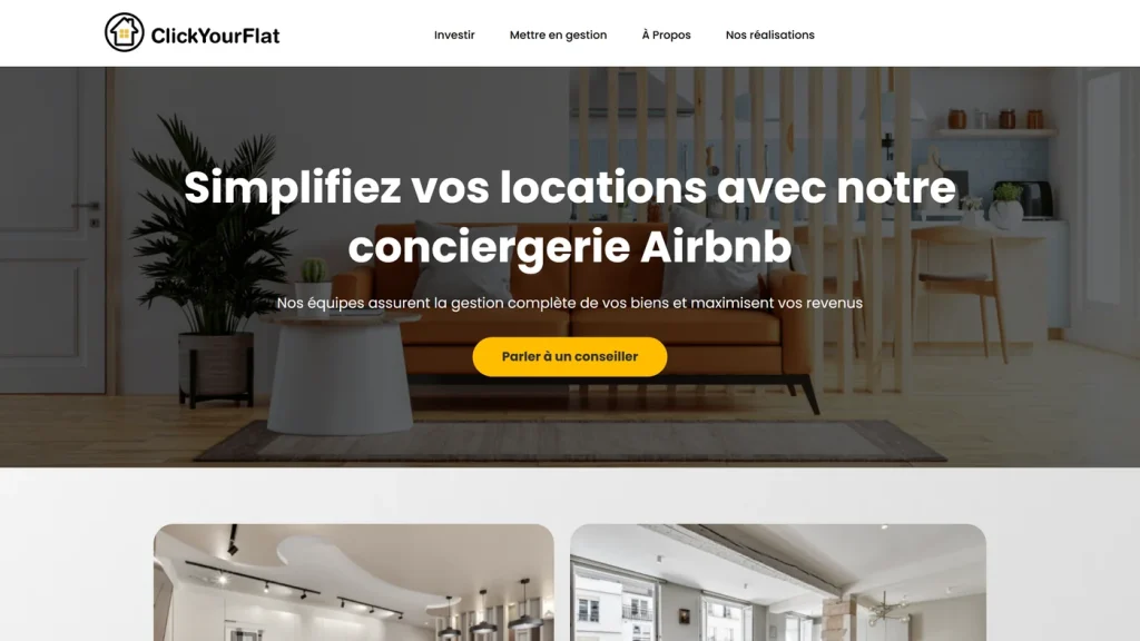 Page d'accueil de ClickYourFlat, conciergerie Airbnb à Paris et en Île-de-France
