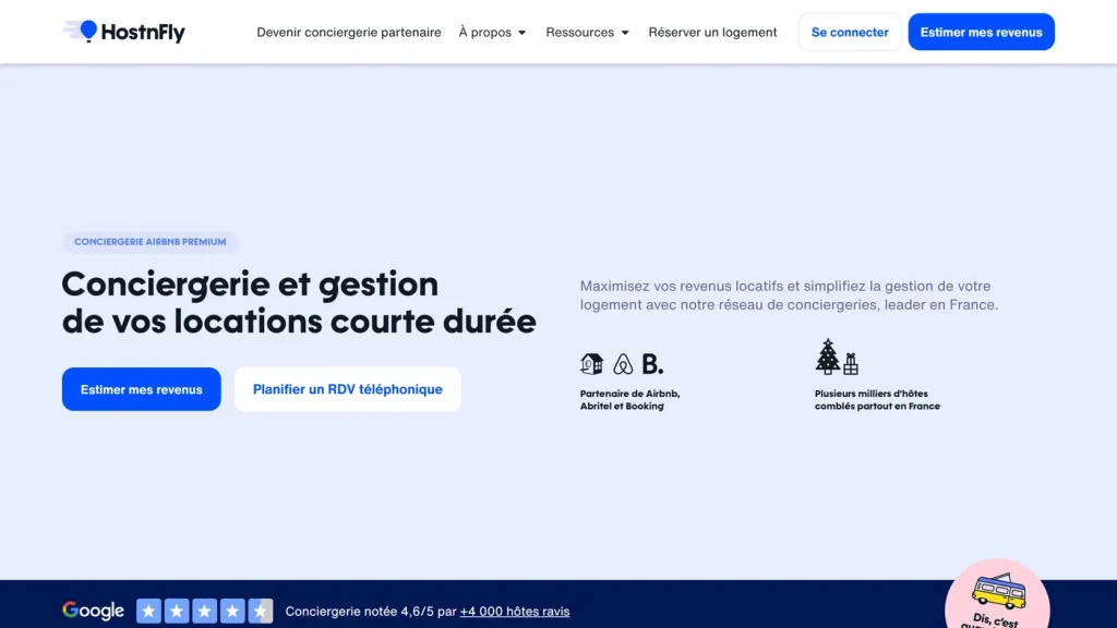 Page d'accueil de HostnFly, conciergerie Airbnb en ville, à la montagne et à la plage