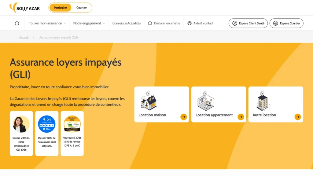 Page d'accueil de Solly Azar, courtier en assurance loyer impayé