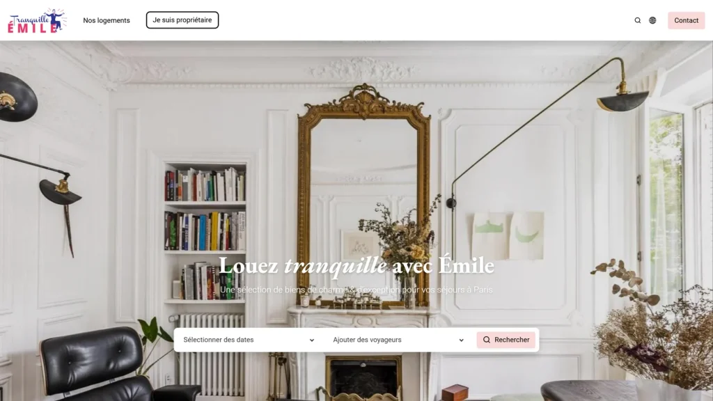 Page d'accueil de Tranquille Émile, conciergerie Airbnb haut de gamme parisienne