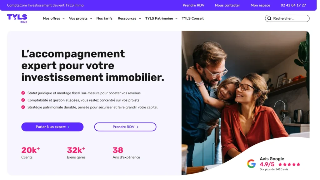 Page d'accueil de TYLS Immo, expert-comptable immobilier du réseau ComptaCom
