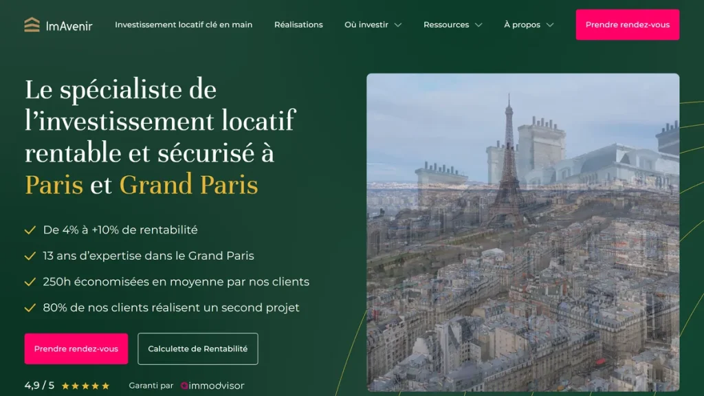 Page d’accueil de ImAvenir, agence d’investissement locatif clé en main
