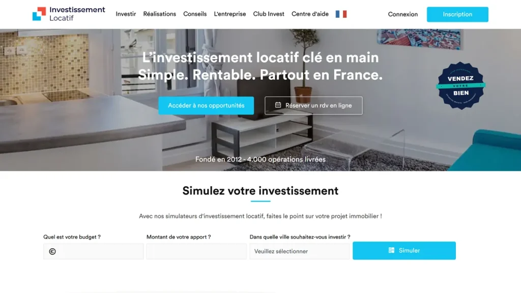 Page d’accueil de Investissement-locatif.com, agence d’investissement locatif clé en main