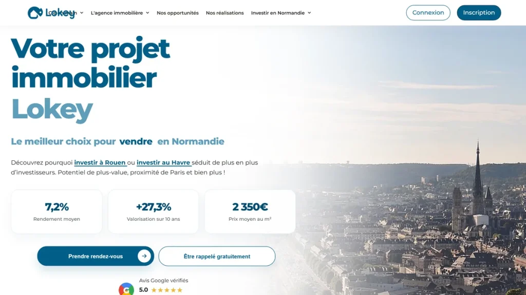 Page d’accueil de Lokey, agence d’investissement locatif clé en main