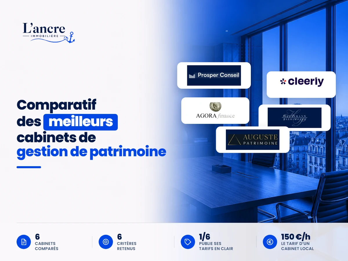 Comparatif des 6 meilleurs cabinets de gestion de patrimoine en 2026, avec les logos des cabinets comparés