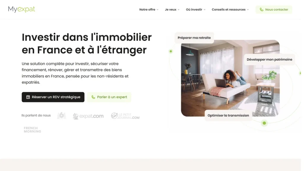 Page d’accueil de My Expat, agence d’investissement locatif clé en main